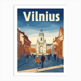 Aihrgdesign A Retro Travel Poster For Vilnius Art Print