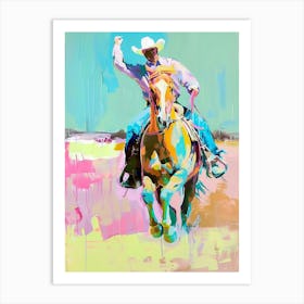 Pink And Blue Cowboy Painting 2 Art Print