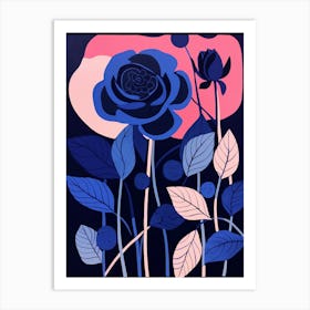 Blue Flower Illustration Rose 1 Art Print