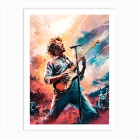 Male Rock Guitarist Abstract Painting #3 Art Print