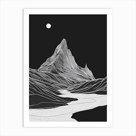 Ben More Mull Mountain Line Drawing 4 Art Print