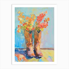 Cowboy Boots And Wildflowers Coral Bells Art Print