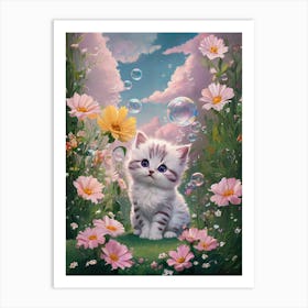 Kitten In The Garden Art Print