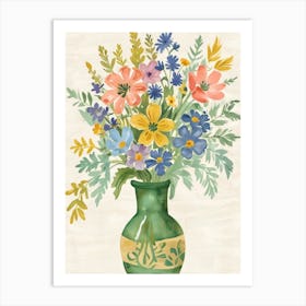 watercolor flower vase Art Print