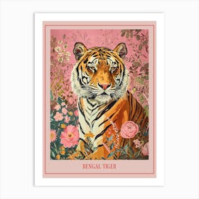 Floral Animal Painting Bengal Tiger 3 Poster Art Print