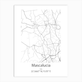 Mascalucia,Italy Minimalist Map Art Print