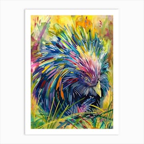 Porcupine Colourful Watercolour 4 Art Print