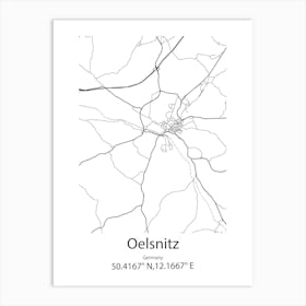 Oelsnitz,Germany Minimalist Map Art Print