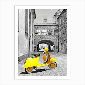 Yellow Vespa Art Print