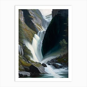 Kjosfossen, Norway Peaceful Oil Art  (2) Art Print