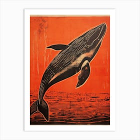 Whale, Woodblock Animal Drawing 3 Art Print