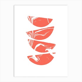 Stacked Marble Bowls In Red Art Print