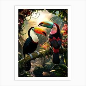 Toucans In the Jungle Art Print