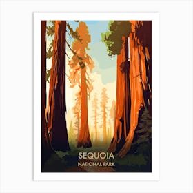 Sequoia National Park Travel Poster Illustration Style Art Print