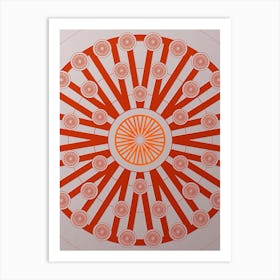 Geometric Abstract Glyph Circle Array in Tomato Red n.0283 Art Print