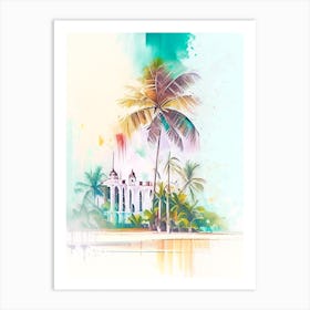 Punta Cana Dominican Republic Watercolour Pastel Tropical Destination Art Print