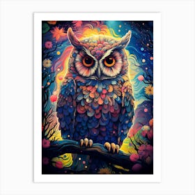 Colorful Owl Painting Art Print