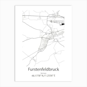 Furstenfeldbruck,Germany Minimalist Map Art Print