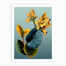 Yellow And Blue Flowers Art Print