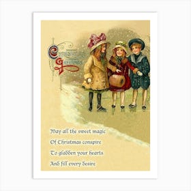 Three Girls For A Christmas Wishes Art Print