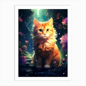 Cat In The Forest Art Print