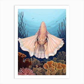 Blanket Octopus Detailed Illustration 3 Art Print