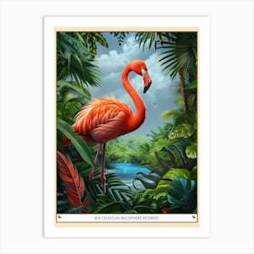 Greater Flamingo Ria Celestun Biosphere Reserve Tropical Illustration 5 Poster Art Print