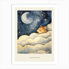 Baby Chipmunk 1 Sleeping In The Clouds Nursery Poster Art Print