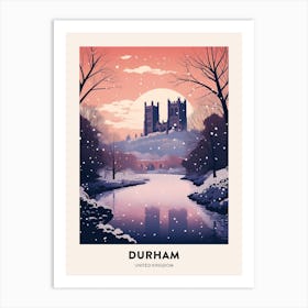 Winter Night  Travel Poster Durham United Kingdom 1 Art Print