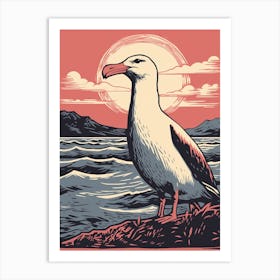 Vintage Bird Linocut Albatross 4 Art Print