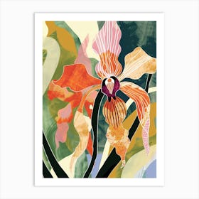 Colourful Flower Illustration Monkey Orchid 2 Art Print