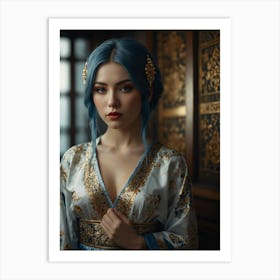 Chinese Girl With Blue Hair Art Print