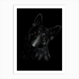 Black German Shepherd Art Print