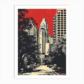 Duotone Illustration Austin Austin Texas 4 Art Print