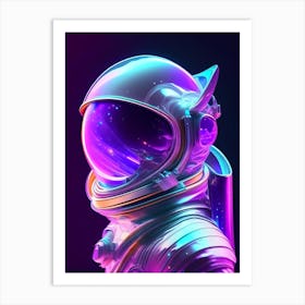 Futuristic Astronaut In Spacesuit Holographic Illustration Art Print