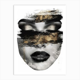 Black And Gold Face Art Print