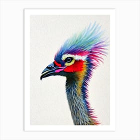 Emu Watercolour Bird Art Print