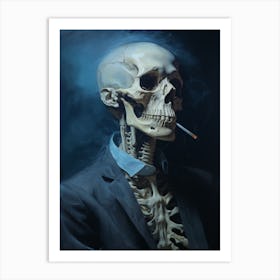 A Painting Of A Skeleton Smoking A Cigarette 4 Art Print