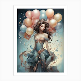 Girl With Balloons 1 Art Print