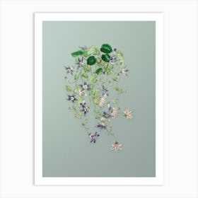 Vintage Harebell Of St. Angelo Flower Botanical Art on Mint Green n.0154 Art Print