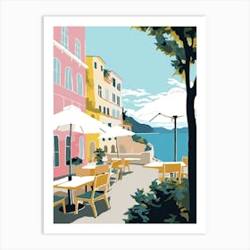 Amalfi, Italy, Flat Pastels Tones Illustration 8 Art Print