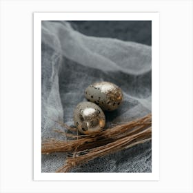 Two Gold Eggs On A Cloth Art Print