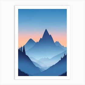Misty Mountains Vertical Composition In Blue Tone 29 Art Print