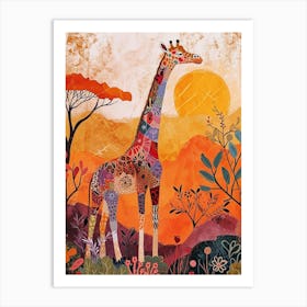 Colourful Giraffe With Patterns 8 Art Print