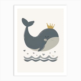 Whale With Crown Kids and Nursery Art Print