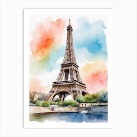 Watercolor Eiffel Tower Paris Art Print