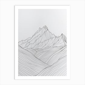 Kangchenjunga Nepalindia Line Drawing 3 Art Print