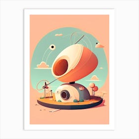 Radio Telescope Kawaii Kids Space Art Print