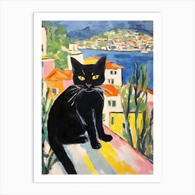 Painting Of A Cat In Split Croatia 1 Art Print