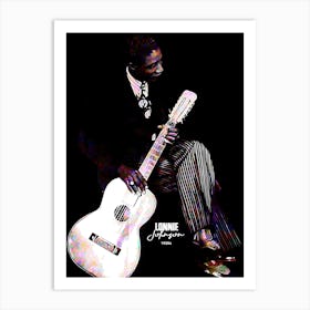 Lonnie Johnson American Blues and Jazz Musician Legend in Colorful Digital Painting Art Print